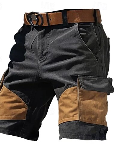  Homme Shorts cargo Shorts Bermuda Shorts de Randonnée Multi-poches Jambe Droite Bloc de Couleur Uni Respirant Évacuation de l'Humidité Longueur Genou Extérieur Occasionnel Quotidien Mode Streetwear