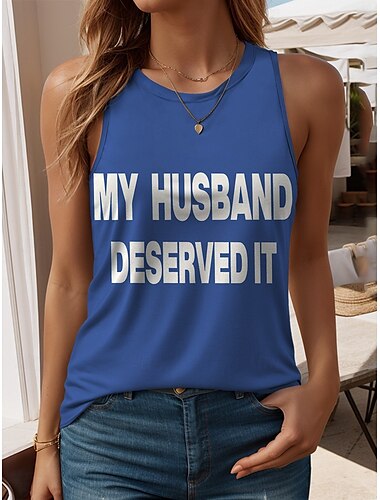  Damen Camisole-Tanktop Grafik Buchstabe Stilvoll Lässig Ärmellos Rundhalsausschnitt Normale Oberteile Täglich Druck Schwarz Weiß Rote Blau Purpur Sommer Frühling