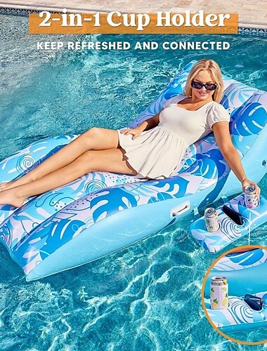  Flotteur de piscine gonflable pour adultes - chaise de repos de piscine extrêmement confortable avec porte-gobelet amovible chaise flottante radeau flottant flotteur d'eau fauteuil inclinable