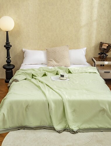  Kühlende Steppdecke atmungsaktive Tencel Lyocell Faser Decke Queen kühlende Decke für heiße Schläfer leichte Tagesdecke für den Sommer grün rosa