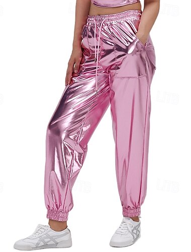  Retro Vintage 1980er Knöchellänge Hose Jogger Disco Lack-Latex glänzend Metallisch Einfarbig Herren Halloween Karneval Pride Parade Pride-Monat Erwachsene Hose Ganzjahres