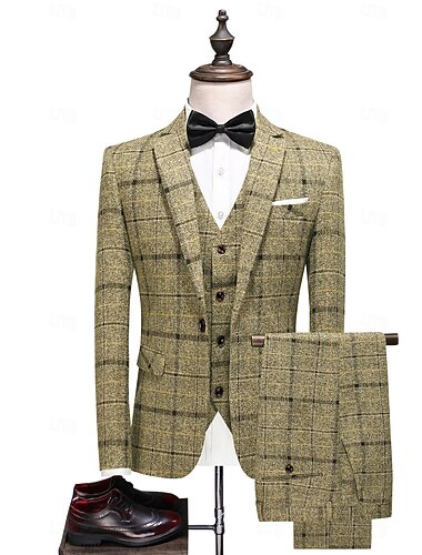  Retro / vintage Möly 20s 1920-luku Kolmiosainen puku Pukuhousut Suuri Gatsby Herrasmies Gangsteri Sulhaspojat Naamiaispuku Miesten Naamiaiset Häät Häävieras Juhlat Aikuisten Takki Housut liivit