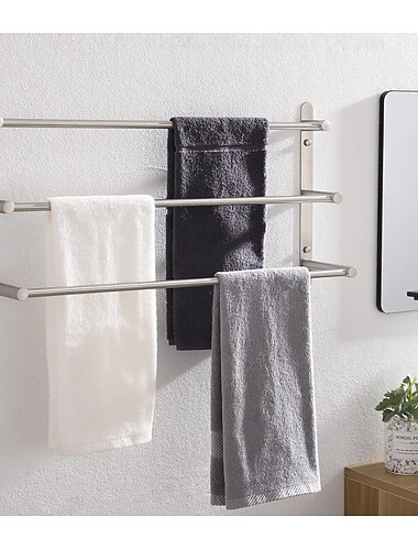  wandmontierter handtuchhalter edelstahl 3-towel bar ablage regal für bad 45/60cm handtuchhalter handtuchhalter handtuchhalter