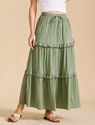  Rétro Vintage Médiéval Renaissance Maxi Jupe Couleur Unie Femmes Fantaisie Vacances LARP Foire de la Renaissance Adulte Jupe Printemps & Été