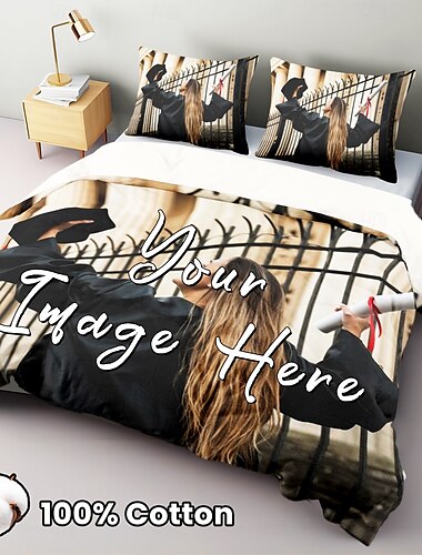  Afstudeer 100% natuurlijke katoen gepersonaliseerde beddengoedset beste afstudeercadeau gepersonaliseerd cadeau dekbedovertrek set beddengoedset vrienden familie