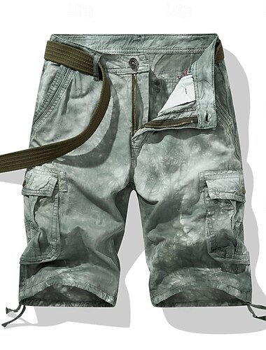  Homme Shorts cargo Short d'extérieur Short de camping Shorts Short décontracté Multi-poches Jambe Droite Teinture par nouage Camouflage Évacuation de l'Humidité Portable Longueur Genou Extérieur