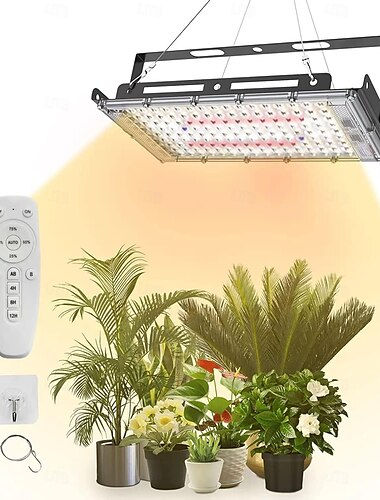  Luces de cultivo para plantas de interior, 400 W, espectro completo, luz de cultivo, 3 tipos, control remoto regulable, adecuado para plantas de interior, microvegetales, clones, suculentas y