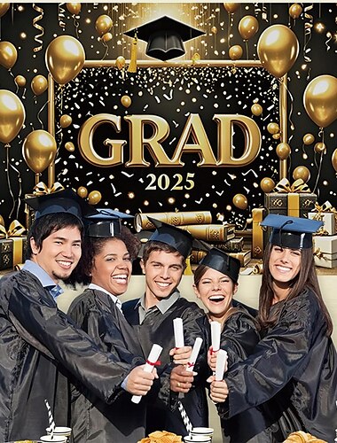  Herzlichen Glückwunsch Absolvent Banner Abschluss-Hintergrund Abschlussdekorationen 2025 Glückwunsch Graduierte Banner Grad-Dekorationen Patio Garten Schule