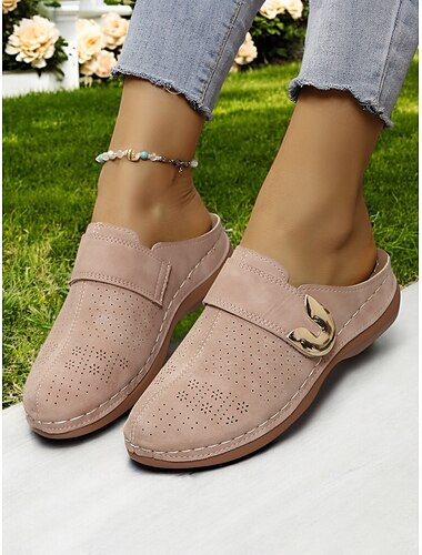  Damen-Pantoletten mit Cut-outs und Metallakzent – bequeme Slipper mit weicher Sohle für Arbeit, Reisen und den täglichen Komfort
