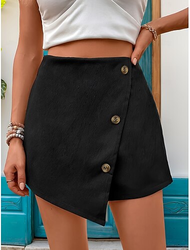  Жен. Skort На каждый день Короткие Средняя талия Черный Лето