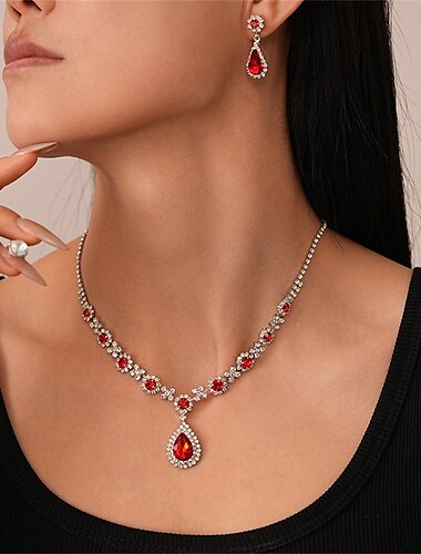  Sieraadset Twee-delig Kostuum Zwarte Cubic Zirkoon Chroom 1 Hanger Oorbellen Vrouwen Elegante Vintage Mode Schattige Vintage Stijl Klassieke Daalder Diamant Waterdruppel Sieraadset Voor Bruiloft Feest