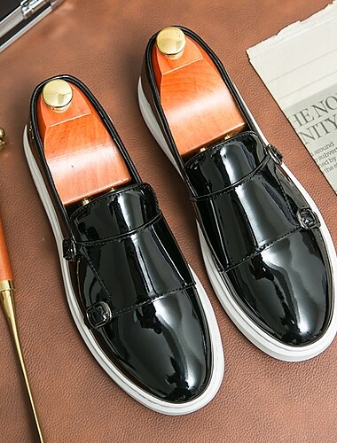  Men's White Monk Strap Slip-On Loafers – Elegant Casual Dress Shoes for Office, Events  and Business Casual Style