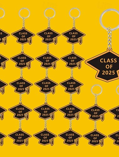  10 stycken klass av 2025 examen nyckelringar gummi nyckelringar grad cap