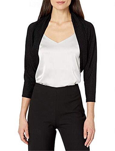  Sommerlicher leichter Chiffonschal für Frauen Hochzeitsweste für Damen Sonnenschutzbluse mit Blitzkragen mittellange Ärmel