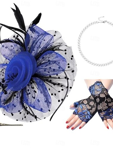  Halskette Kränze Lange Handschuhe Cosplay-Zubehör Zubehörset Elegant und luxuriös 1920er Der große Gatsby Polyester Strass Spitze Legierung Für Cosplay Damen Modeschmuck Modeschmuck