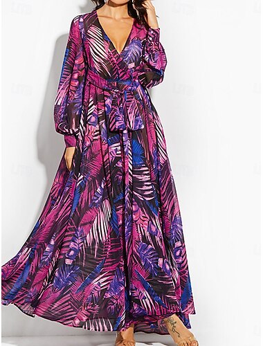  Kleid der Brautmutter Elegantes Leger V-Ausschnitt Bodenlang Polyester Langarm mit Schärpe  Band Falten Hochzeitsgastkleid 2025