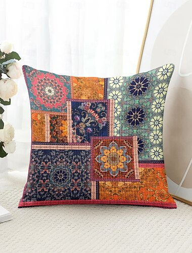  Mexikanisches Quiltmuster dekorativer Wurfkissenbezug 1PC weicher quadratischer Couchkissenbezug Kopfkissenbezug für Schlafzimmer Wohnzimmer Sofa Stuhl