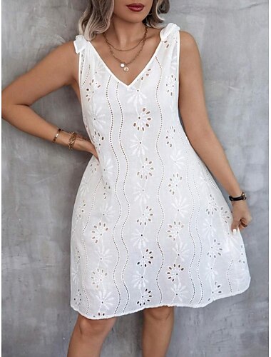  Damen Minikleid Weißes Kleid Freizeitkleid Trägerkleid Basic Lässig Urlaub Täglich Normale Passform Einfach Ärmellos V Ausschnitt Hellgelb Schwarz Weiß Hellgrün Sommer