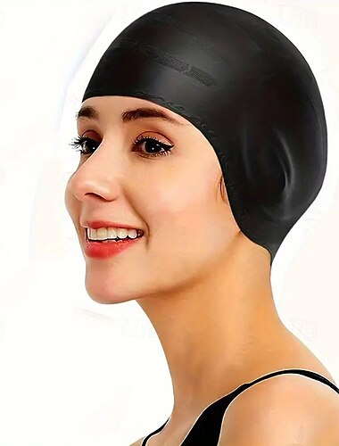  bonnet de bain en silicone avec protection des oreilles, imperméable, confortable, antidérapant, pour cheveux longs