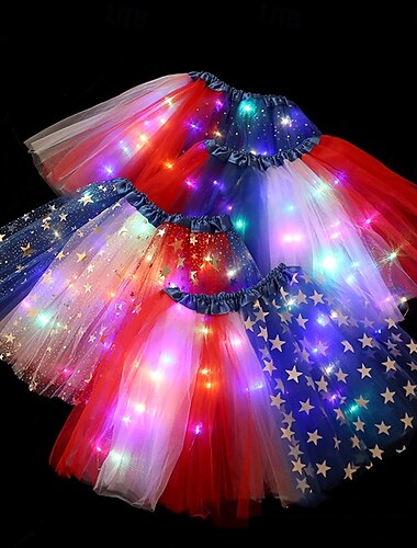  Jupe tutu à LED - Tutus en tulle scintillant à plusieurs couches pour costume de fête pour femme