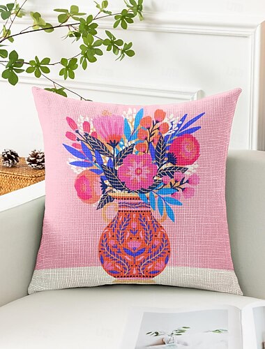  Tulpenvase dekorativer Wurfkissenbezug 1PC weicher quadratischer Couchkissenbezug Kopfkissenbezug für Schlafzimmer Wohnzimmer Sofa Stuhl
