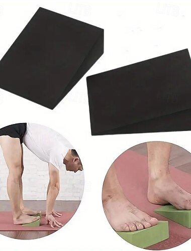  1 pár puha eva wedge jógablokk, fekete hab ferde blokkok csuklótámaszhoz, egyensúlyozáshoz, nyújtáshoz, pilateshez, guggoláshoz, fekvőtámaszhoz és fitnesz edzéshez