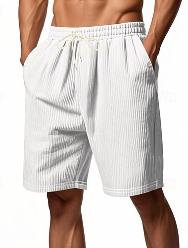  Herren Shorts Freizeitshorts Cordshorts Kordelzug Elastischer Bund Gerader Schnitt Einfach Komfort Feuchtigkeitsableitend Knielang Sport im Freien Täglich Ferien Mode Klassicher Stil Schwarz Weiß