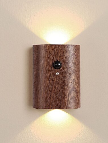  Moderne holz motion wand lichter sensor nacht licht usb aufladbare wand lampe für eingang treppen gang wohnzimmer wand veranda dekoration 1 pc
