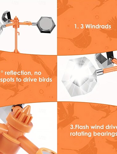  1pc Wind-Powered Bird Repeller Wind-Powered Bird Repeller, 1pc, 360 Degree Reflective Mirror Design, Rotating Bearings, No Power or Batteries Needed - Bird Control Device, Bird Repeller