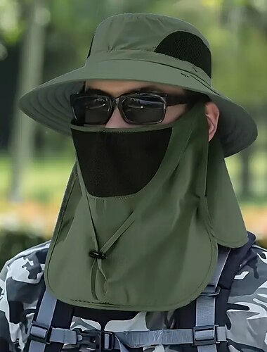  Sun Shade Fisherman's Hat One Piece Neck Protection Fishing Hiking Outdoor Breathable Wide Brim Hat
