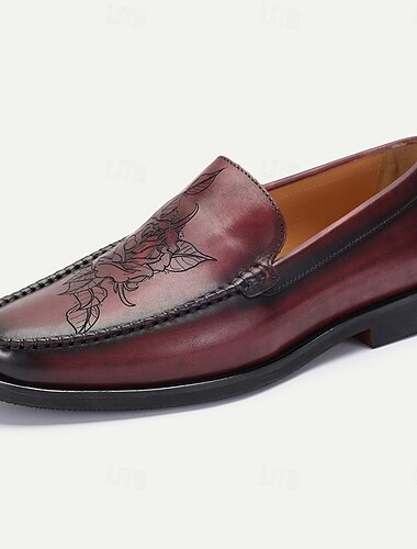  Burgunderrote Herren-Loafer aus Leder mit Ziernähten – Kentucky-Derby-Schuhe für elegante Freizeitanlässe