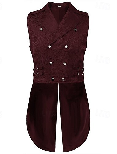  Punk & Gothic Viktorianisch Steampunk Weste Prinz Vampir Doppelreihiger Verschluss Jacquard Herren königlich Halloween Karneval Leistung LARP Renaissance-Messe Erwachsene Weste Ganzjahres