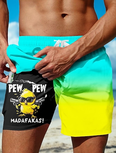  Herr Brud Rolig Gradientfärg Fodrade shorts 2 i 1 simshorts Badshorts Medium Midja Hawaiisk Semester Standkläder Sidfickor Med kompressionsfoder Elastisk dragsko i midjan Designer Kläder