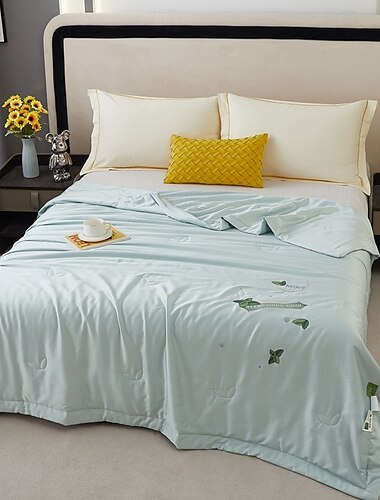  Colcha de Verano Refrigerante Transpirable Ligeramente Cómoda para Dormilones Calientes para Mantener Frescos las Noches de Sudor Azul