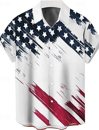  Independence Day 4 juli Amerikaanse Vlag Manga Hawaï-shirts Back To School Amerikaanse Vlag Grafisch Voor Voor heren Volwassenen Maskerade 4 juli 3D afdrukken Festival