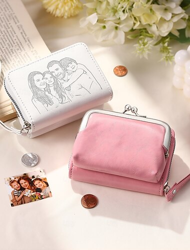  portafoglio fotografico personalizzato, regalo migliore per la mamma, mini portamonete portatile con design staccabile, elegante portafoglio multifunzionale, perfetto per regali di San Valentino e per la festa della mamma