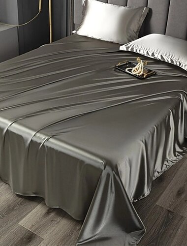 Drap en soie glacée Pièce unique Drap de satin Drap de soie cool Housse de coussin Ensemble de trois pièces