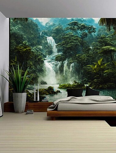  prachtig bos waterval landschap hangend wandtapijt muurschildering kunst groot wandtapijt muurschildering decoratie foto's achtergrond tapijt gordijnen huis slaapkamer woonkamer decoratie