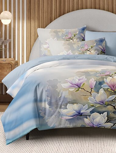  Blumen Bettbezug Set 100% Baumwolle Weiche und Atmungsaktive Bettwäsche mit Farbenfrohen Blumen Leicht und Strapazierfähig Bettdecke Komfortabel für Alle Jahreszeiten Pflegeleicht