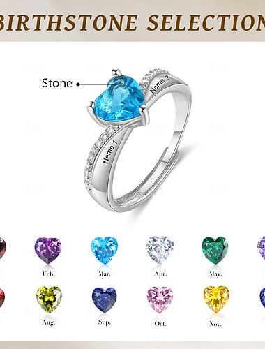  Anillo de piedra de nacimiento personalizado para mujer, anillo de protección del zodíaco ajustable de 12 meses, regalo de joyería de la suerte personalizado para mamá, novia, esposa, para el Día de