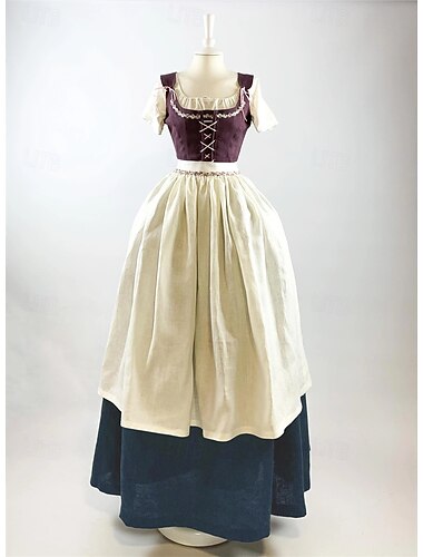  Mittelalterlich Renaissance Kleid Abschlussballkleider Abendkleid Dienstmädchenkostüm Wikinger Damen königlich Halloween Karneval Maskerade Leistung LARP Renaissance-Messe Erwachsene Kleid