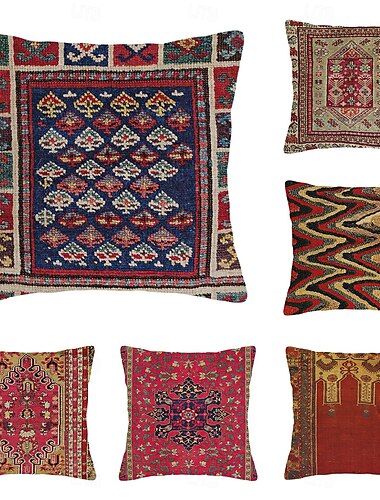  Funda de cojines decorativos étnicos vintage 1PC Suave cuadrado de sofá Funda de cojín para dormitorio sala de estar sofá silla