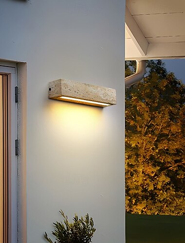 Aplic de perete modern pentru exterior, piatră, alb cald, rezistent la apă, iluminat, aplice exterioară cu LED-uri din aluminiu, pentru veranda interioară, exterioară, 110-240v