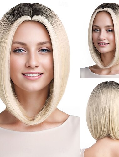  Synthetische pruiken Kinky Recht Natuurlijk recht Middelste stuk Diepe scheiding Machinegemaakt Pruik 30.5 cm A1 Synthetisch haar Dames Middenscheiding Klassiek Comfortabel Gemengde Kleur