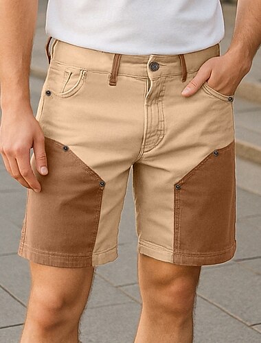  Homens Bermuda Cargo Shorts ao ar livre Bermudas Shorts de praia Shorts casuais Bolsos Perna reta Bloco de cor Respirável Pavio Humido Comprimento do joelho Trabalho Casual Diário Moda Roupa de rua