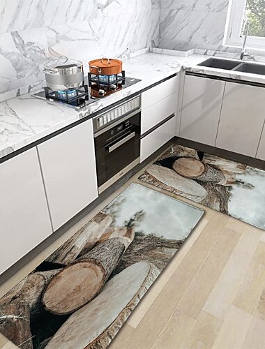  Küchenmatte mit Holzstruktur, Flurteppiche, waschbar, für Schlafzimmer, Wohnzimmer, Küche, Badezimmer, rutschfeste Fußmatten