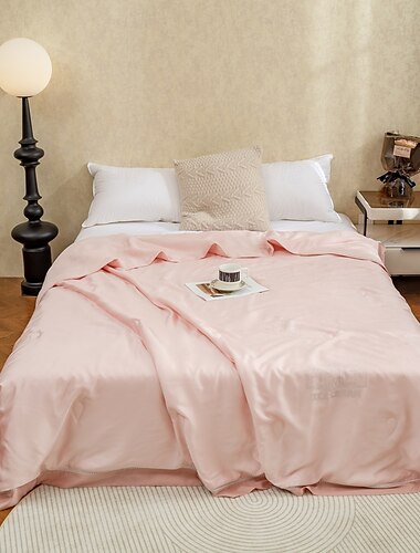  Colcha Enfriadora Edredón Transpirable de Fibra Tencel Lyocell Manta Enfriadora Queen para Dormilones Caldosos Edredón Liviano para Verano Verde Rosa
