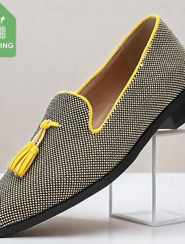  Homme Mocassins et Slip On Mocassins de confort Nylon Microfibre Confortable Antidérapantes Mocassins Noir / Jaune