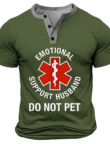  Herren Lustige Slogans T Shirt Henley Hemd Kurzarm Designer Retro Vintage Lässig Straße Lässig Täglich Sommer Frühling Ganzjahres Armee-Grün Schwarz Rote Marineblau Henley Henley T-Shirt