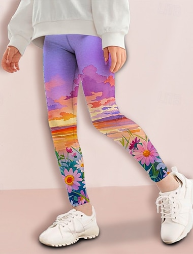  Mädchen 3D Blumen Hose Leggings Frühling Herbst Niedlich Basic Kinder 4-12 Jahre Outdoor Lässig Täglich Normale Passform